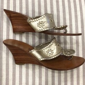 Jack Rogers Gold Wedge Heels